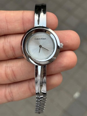 Calvin Klein Emerald Dial Gold-Tone Minimalist Bangle Watch